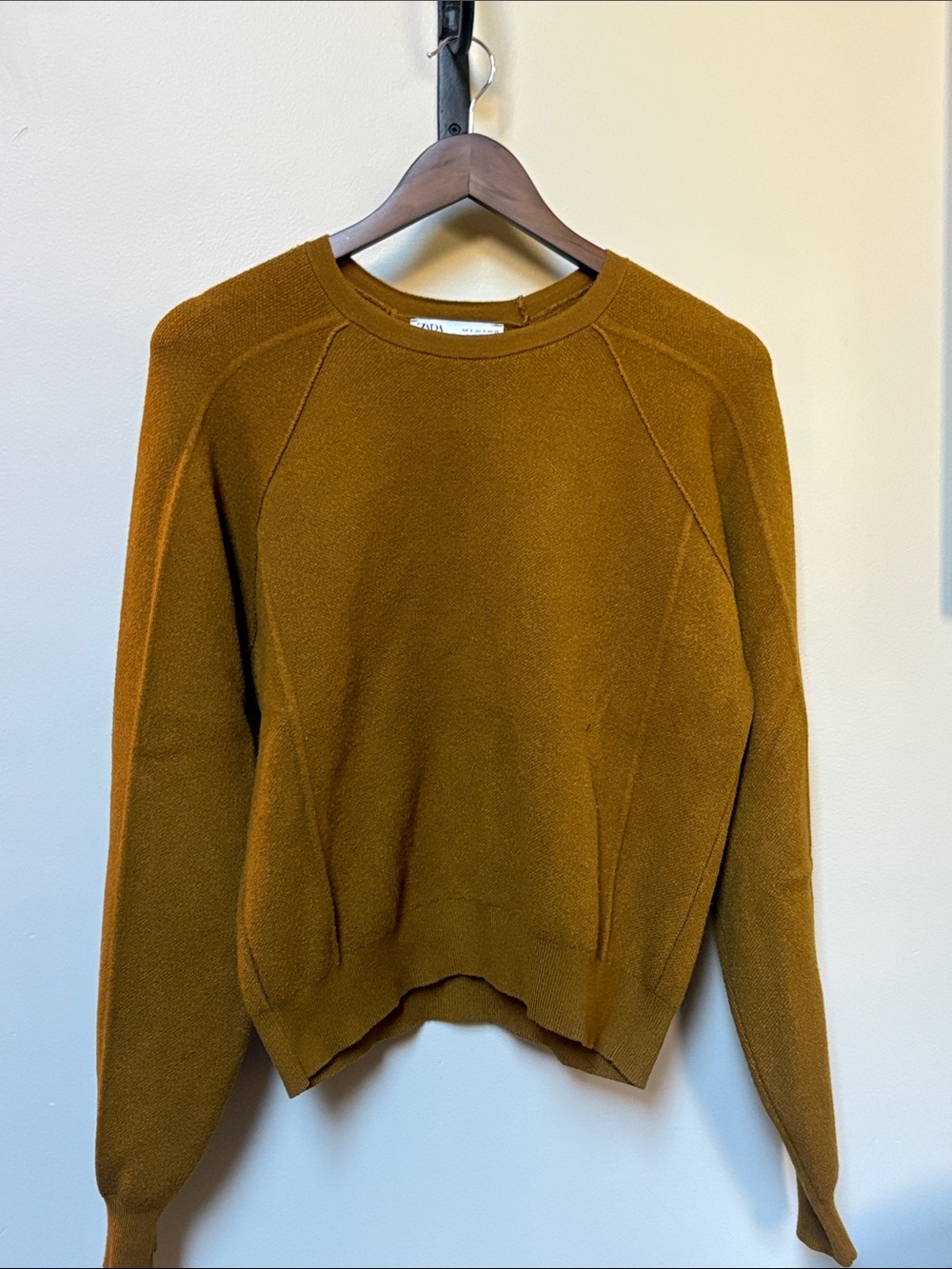 Womens Crewneck Sweater in Mustard Brown